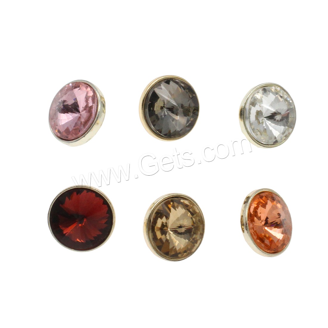 Zinc Alloy Shank Button, with Glass, plated, fashion jewelry & different size for choice, more colors for choice, Hole:Approx 1.5mm, Sold By Bag