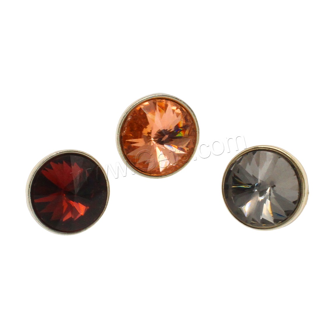 Zinc Alloy Shank Button, with Glass, plated, fashion jewelry & different size for choice, more colors for choice, Hole:Approx 1.5mm, Sold By Bag