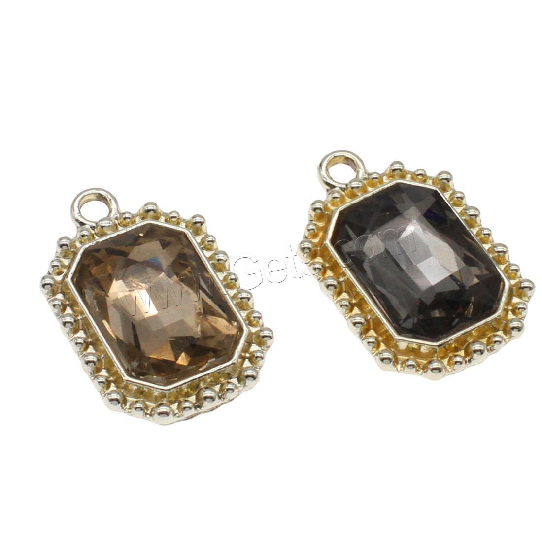 Zinc Alloy Pendant, with Glass, Rectangle, plated, different size for choice, more colors for choice, Hole:Approx 2mm, Sold By Bag