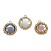 Zinc Alloy Flat Round Pendants, with Glass, gold color plated, fashion jewelry Approx 1.5mm 