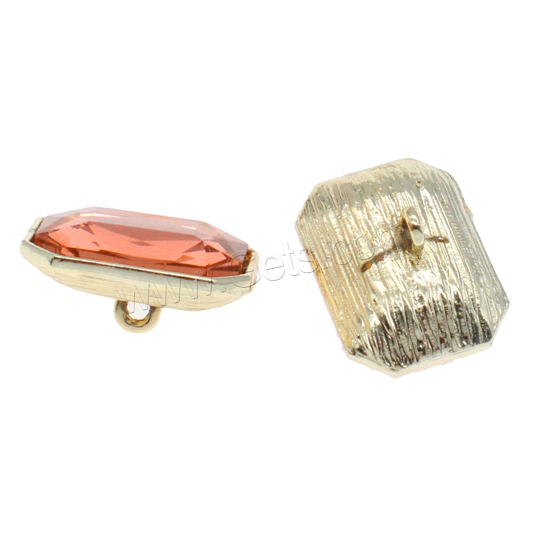 Zinc Alloy Shank Button, with Glass, Rectangle, plated, fashion jewelry & different size for choice, more colors for choice, Hole:Approx 2mm, Sold By Bag