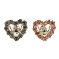 Zinc Alloy Shank Button, with Glass, Heart, gold color plated, fashion jewelry Approx 3mm 