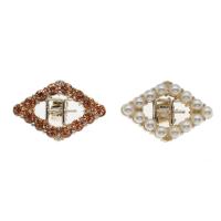 Zinc Alloy Shank Button, with ABS Plastic Pearl & Glass, Rhombus, gold color plated, fashion jewelry Approx 3mm 