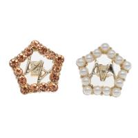 Zinc Alloy Shank Button, with ABS Plastic Pearl & Glass, Pentagon, gold color plated, fashion jewelry Approx 3mm 
