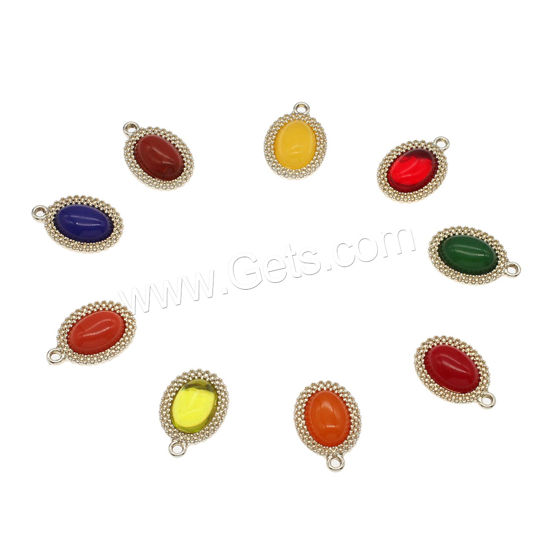 Zinc Alloy Flat Oval Pendants, with Glass, gold color plated, fashion jewelry & different size for choice, more colors for choice, Hole:Approx 1.5mm, Sold By Bag