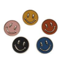 Zinc Alloy Shank Button, with PU Leather, Smiling Face, platinum color plated 26*8mm Approx 3mm, Approx 