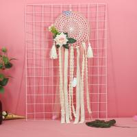 Fashion Dream Catcher, Iron, with Cotton Thread & Cloth, handmade, for home and office & durable, beige 