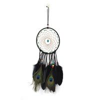 Fashion Dream Catcher, Iron, with Velveteen & Feather & Wood, handmade, for home and office & vintage, black 