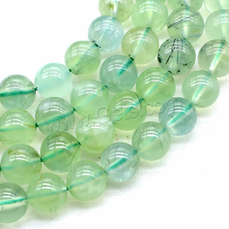 Prehnit-Perlen, Prehnit, rund, poliert, DIY & verschiedene Größen vorhanden, grün, Bohrung:ca. 1mm, verkauft von Strang