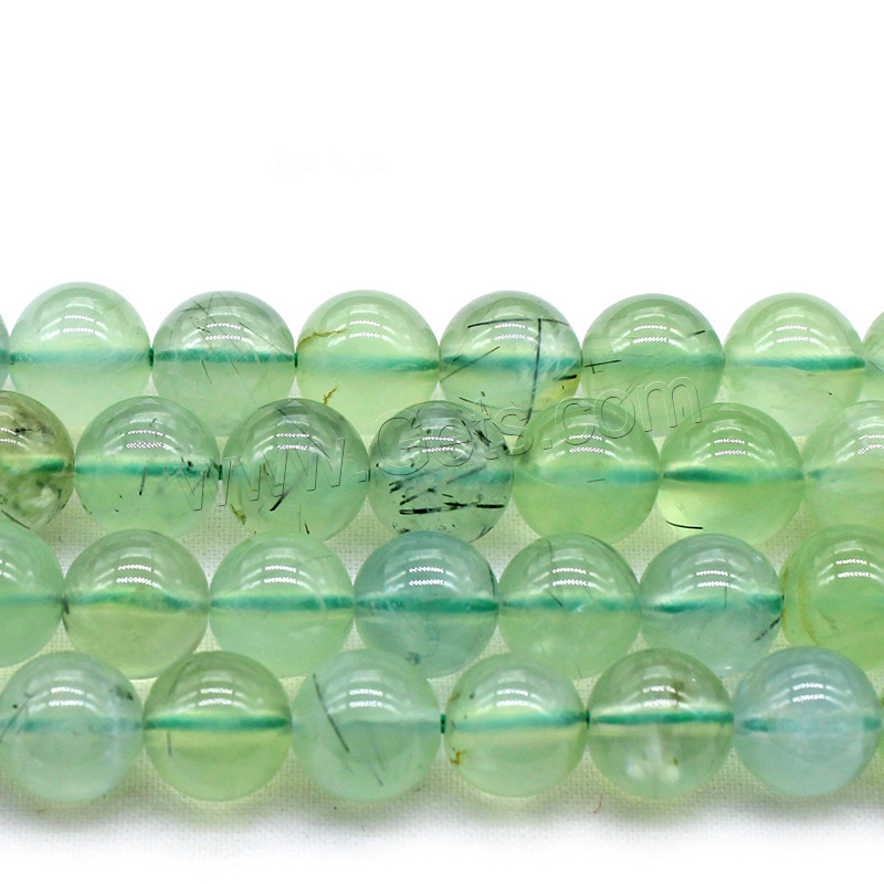 Prehnit-Perlen, Prehnit, rund, poliert, DIY & verschiedene Größen vorhanden, grün, Bohrung:ca. 1mm, verkauft von Strang