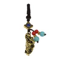 Zinc Alloy Key Chain Jewelry, with Nylon Cord, antique gold color plated, fashion jewelry & Unisex 8mm 
