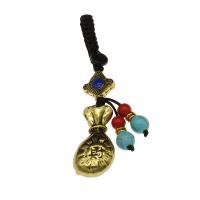 Zinc Alloy Key Chain Jewelry, with Nylon Cord, Money Bag, antique gold color plated, Unisex 7.9mm 