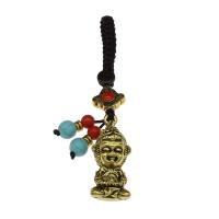 Zinc Alloy Key Chain Jewelry, with Nylon Cord, Monkey, antique gold color plated, Unisex 9.9mm 