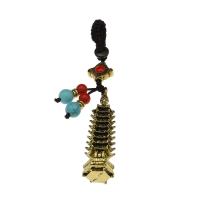 Zinc Alloy Key Chain Jewelry, with Nylon Cord, Tower, antique gold color plated, Unisex 8.2mm 