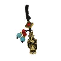 Zinc Alloy Key Chain Jewelry, with Nylon Cord, God of Wealth, antique gold color plated, Unisex 7.7mm 
