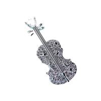 Rhinestone Zinc Alloy Brooch, with Crystal, Violin, plated, for woman & with rhinestone 