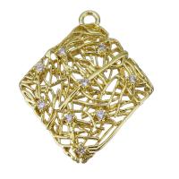 Cubic Zirconia Micro Pave Brass Pendant, real gold plated, fashion jewelry & micro pave cubic zirconia & hollow Approx 1.5mm 