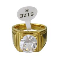 Men Stainless Steel Ring in Bulk, gold color plated, fashion jewelry & for man & with cubic zirconia, 13.5mm, US Ring 