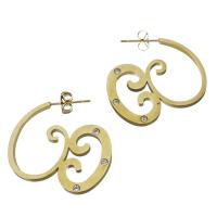 Stainless Steel Stud Earring, gold color plated, fashion jewelry & for woman & with rhinestone 