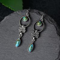 Turquoise Zinc Alloy Earring, with turquoise, silver color plated, fashion jewelry & for woman, 44mm 