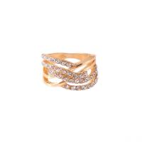 Anillo de dedo de aleación de Zinc, chapado en color dorado, diverso tamaño para la opción & para mujer & con diamantes de imitación, libre de níquel, plomo & cadmio, 2PCs/Bolsa, Vendido por Bolsa