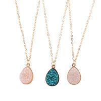 Resin Zinc Alloy Necklace, with Resin, Teardrop, gold color plated, oval chain & for woman nickel, lead & cadmium free, 21mm Inch 