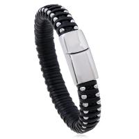 PU Leather Cord Bracelets, stainless steel magnetic clasp, fashion jewelry & Unisex 12mm Approx 8.66 Inch 