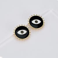 Enamel Zinc Alloy Stud Earring, with enamel, Eye, gold color plated, fashion jewelry & for woman, 28mm 