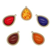 Zinc Alloy Teardrop Pendants, with Glass, gold color plated, fashion jewelry Approx 1.5mm 