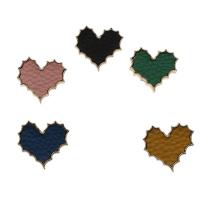 Zinc Alloy Shank Button, with PU Leather, Flat Heart, gold color plated, fashion jewelry Approx 4mm, Approx 