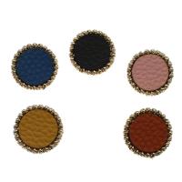 Zinc Alloy Shank Button, with PU Leather, gold color plated 24*7mm Approx 3mm, Approx 