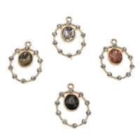 Zinc Alloy Flat Oval Pendants, with Glass, gold color plated Approx 1.5mm, Approx 