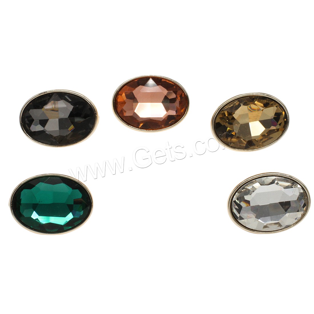 Zinc Alloy Shank Button, with Glass, gold color plated, different size for choice, more colors for choice, Approx 50PCs/Bag, Sold By Bag