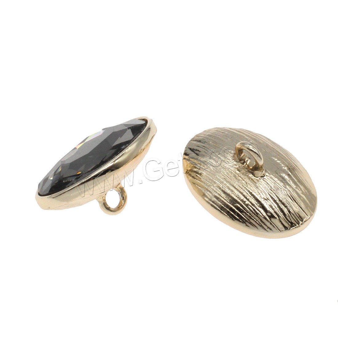 Zinc Alloy Shank Button, with Glass, gold color plated, different size for choice, more colors for choice, Approx 50PCs/Bag, Sold By Bag