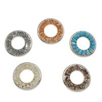 Zinc Alloy Charm Connector, with Glass, Donut, platinum color plated, 1/1 loop 27*8mm Approx 3mm, Approx 