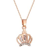 Zinc Alloy Necklace, with 6cm extender chain, rose gold color plated, oval chain & for woman & with rhinestone, 20mm Approx 15.7 Inch 