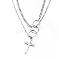 Stainless Steel Sweater Chain Necklace, 316L Stainless Steel, Cross, fashion jewelry & Unisex, original color Approx 24.4 Inch 
