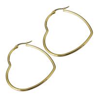 Stainless Steel Leverback Earring, Heart, gold color plated, fashion jewelry & for woman 