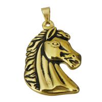 Stainless Steel Animal Pendants, Horse, gold color plated, fashion jewelry Approx 
