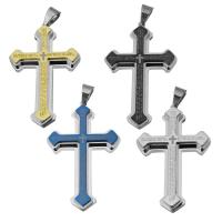 Colgantes de Cruces de acero inoxidable, Cruz del crucifijo, chapado, Joyería, más colores para la opción, 41x65x7mm, agujero:aproximado 7.5x9.5mm, Vendido por UD