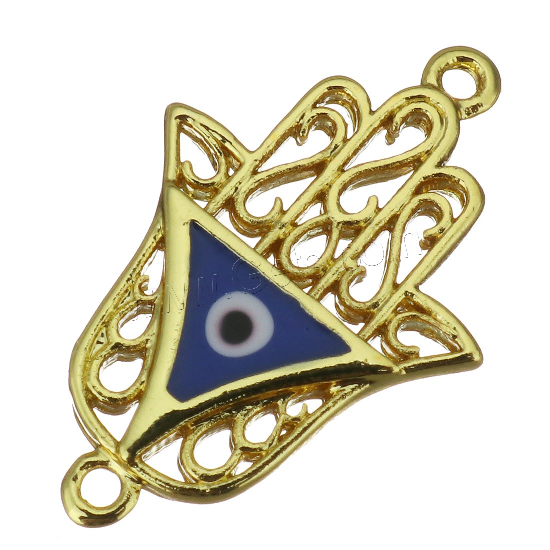 Brass Connector, Evil Eye Hamsa, plated, different styles for choice & enamel & 1/1 loop, more colors for choice, 13x20x2mm, Hole:Approx 1mm, Sold By PC