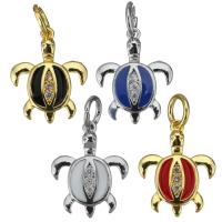 Animal Brass Pendants, Turtle, plated & micro pave cubic zirconia & enamel Approx 4mm 
