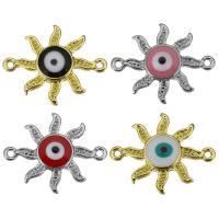 Brass Connector, plated, evil eye pattern & micro pave cubic zirconia & enamel & 1/1 loop Approx 1mm 