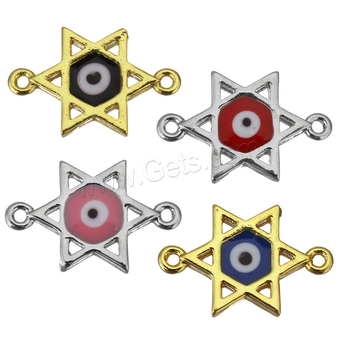 Brass Connector, plated, evil eye pattern & different styles for choice & enamel & 1/1 loop, more colors for choice, 15.5x10x2mm, Hole:Approx 1mm, Sold By PC