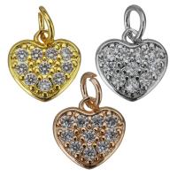 Brass Heart Pendants, plated, micro pave cubic zirconia Approx 3.5mm 