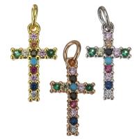 Brass Cross Pendants, plated, micro pave cubic zirconia Approx 3.5mm 