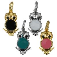 Animal Brass Pendants, Owl, plated, micro pave cubic zirconia & enamel Approx 4mm 