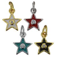 Brass Star Pendants, plated, micro pave cubic zirconia & enamel Approx 3.5mm 