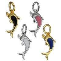 Animal Brass Pendants, Dolphin, plated, enamel Approx 4mm 