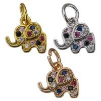 Animal Brass Pendants, Elephant, plated, micro pave cubic zirconia Approx 4mm 